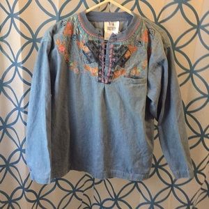 Together Light Denim Vintage Top W Embroidery S